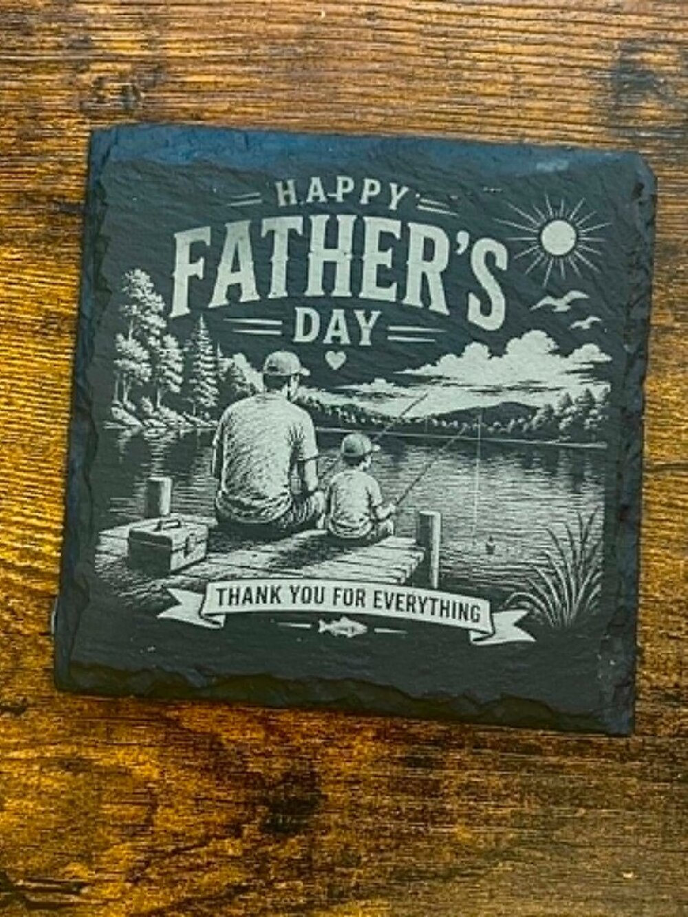 Father’s Day Slate Coaster | Fishing Beach Florida Dad Gift, Sold individually - Picture 4 of 5